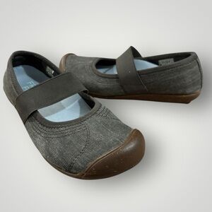 Keen Sienna Brown Gray Canvas Mary Jane Flats Comfort Shoes Size 7.5